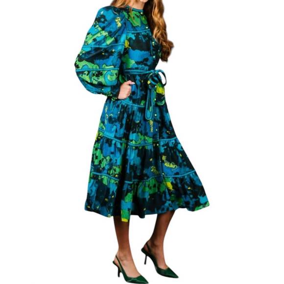 NEW CELIA B hasu dress in blue multi - Picture 3 of 4